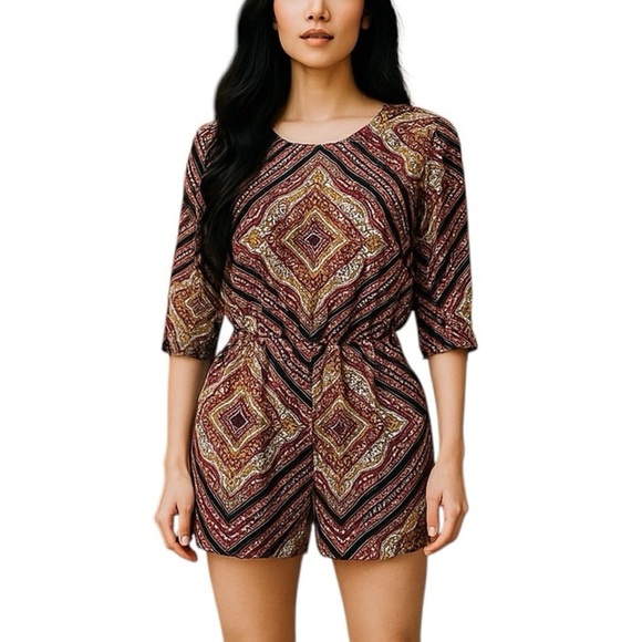 O’Neill XL Shorts Romper Boho Bohemian Neutral Chic Contemporary - Picture 1 of 10